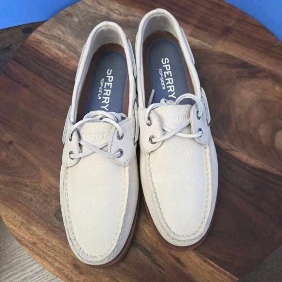 Sperry Leeward Boat Shoe 2-Eye Nubuck Bone Men's 9M Top-Sider STS25096 - Picture 10 of 10